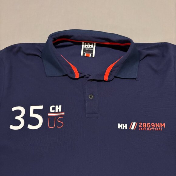 Helly Hansen Polo Shirt Mens Large Blue Hydropower Cape Hatteras Pro Sailing - Picture 3 of 6